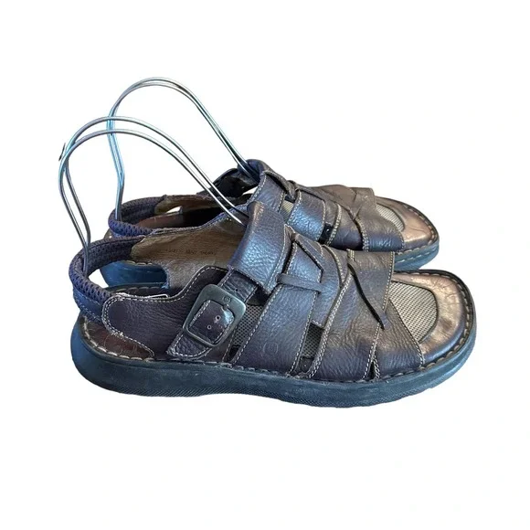 Born Men\'s Chocolate Brown Leather Sandals 13 Born Born Mens Miguel Dark Brown Leather Fishermans Sandals  main image 2